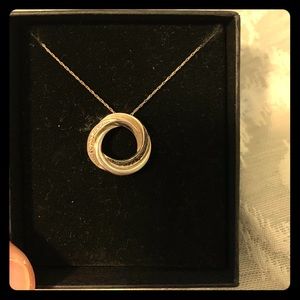 White and black diamond sterling silver necklace